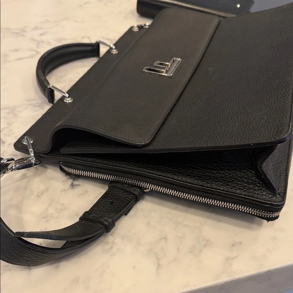 Fendi Black Textured Leather Briefcase